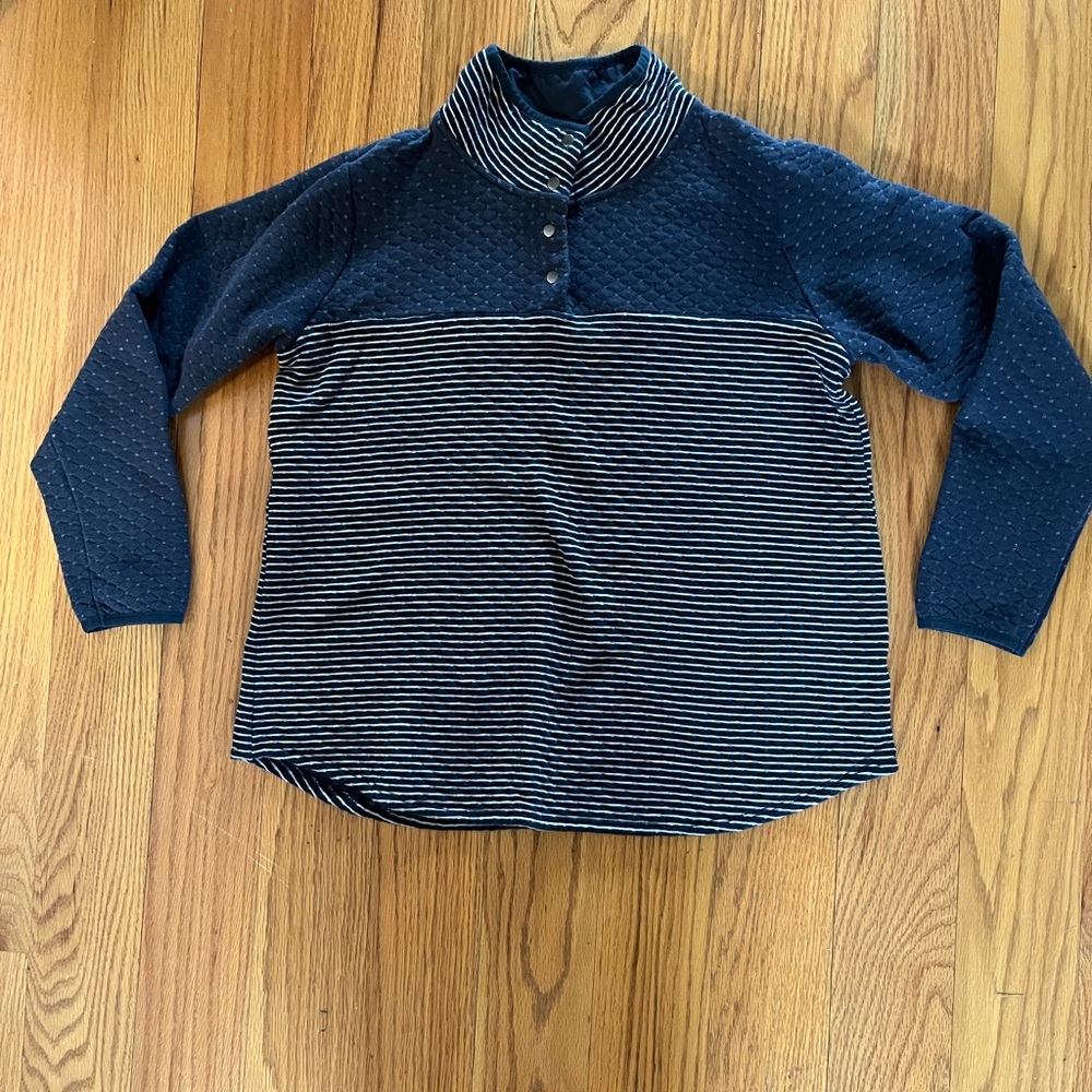 Maurices Blue and White Button-Up Sweatshirt